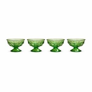 Viking Glass Georgian Green Sherbet Dishes Set of 4 Vintage MCM Dessert Bowls